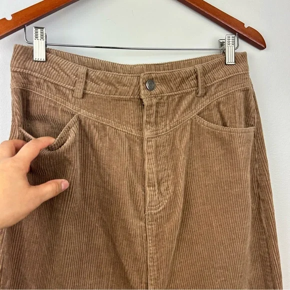 NWT Altar’d State Gabrielle corduroy midi slit skirt size L in taupe 100% cotton - Picture 7 of 13